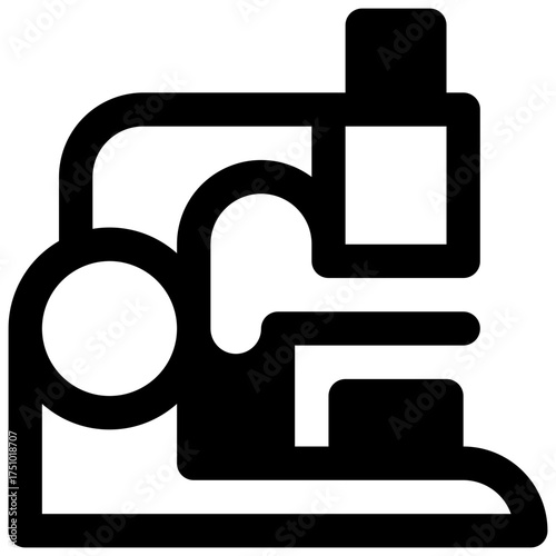 Microscope. Outlined stroke vector icon with black-filled details.