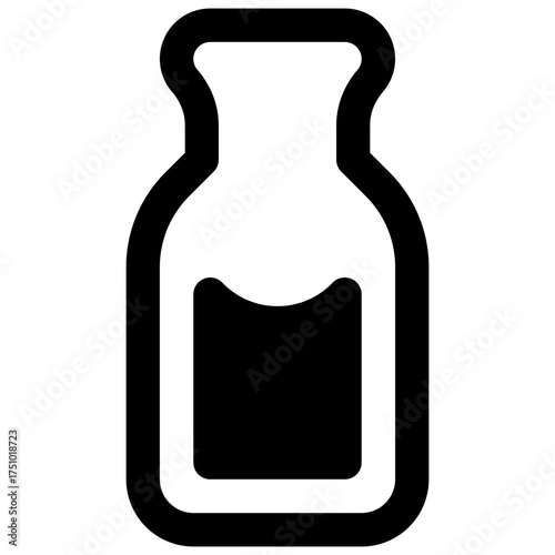 Reagent bottle. Outlined stroke vector icon with black-filled details.