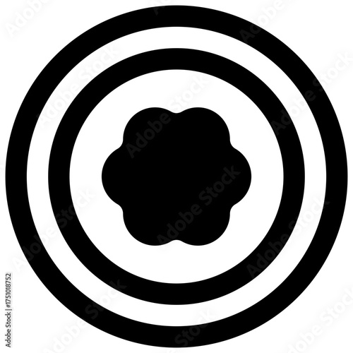 Petri dish. Outlined stroke vector icon with black-filled details.