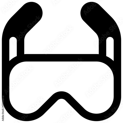 Safety goggles. Outlined stroke vector icon with black-filled details.