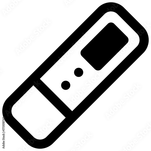 PH meter. Outlined stroke vector icon with black-filled details.