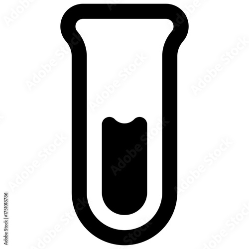 Test tube. Outlined stroke vector icon with black-filled details.