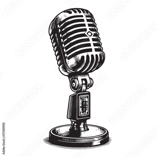 Vintage Microphone Illustration Set
