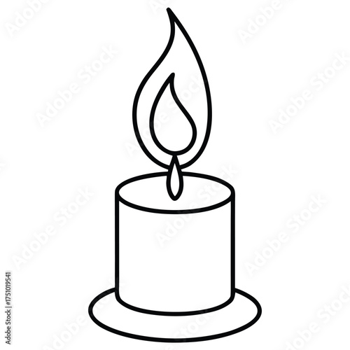 Illustration of a candle with a flame, perfect for coloring books, educational materials, or simple graphic designs