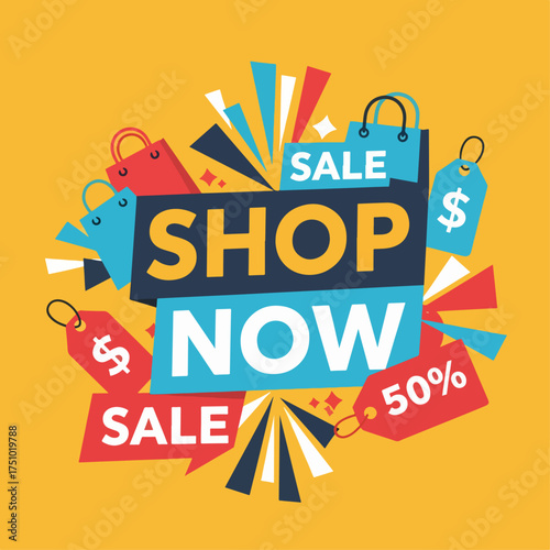 Big sale illustration. Shopping bags with price tags.