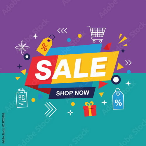 Super Sale poster, banner. Big sale, clearance. Vector illustration, Big sale illustration. Shopping bags with price tags.