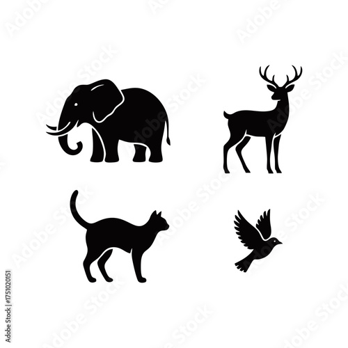 Animal silhouette vector set