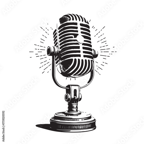 Vintage Microphone Illustration Set