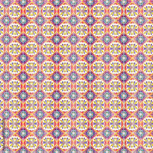 Vibrant Geometric Tile Pattern in Bright Colors for Creative Backgrounds and Design Projects in Stock Photography