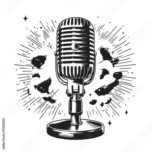 Vintage Microphone Illustration Set