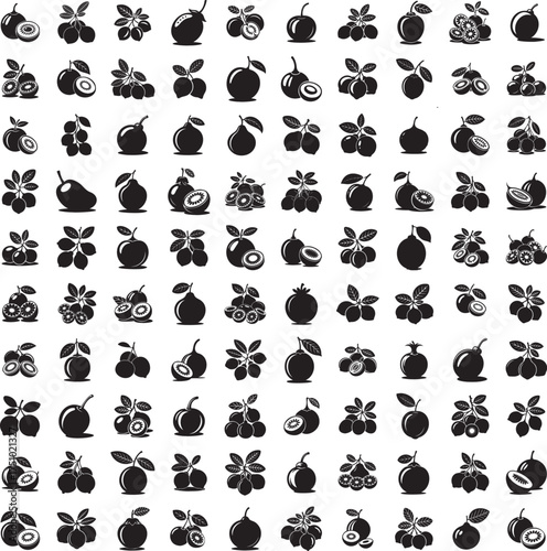 Ambarella fruit silhouette vector set