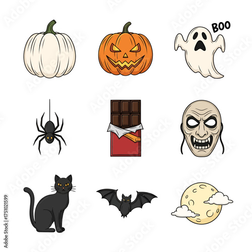 A Spooky Assemblage: Halloween Iconography Depicting Ghosts, Ghouls, and Festive Treats