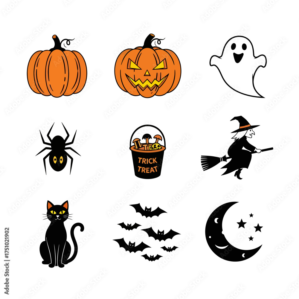 Obraz premium Collection of festive halloween themed vector illustrations for seasonal designs and creative