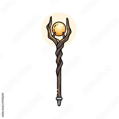 Enchanted scepter design with luminous sphere creating a mystical ambience of magical artifacts