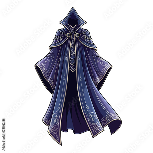 Enigmatic garment of violet hue fantasy robes for the character design and role playing games