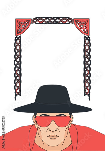 Mysterious Man in Fedora and Red Sunglasses Vector