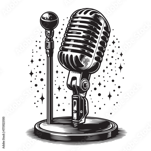 Vintage Microphone Illustration Set