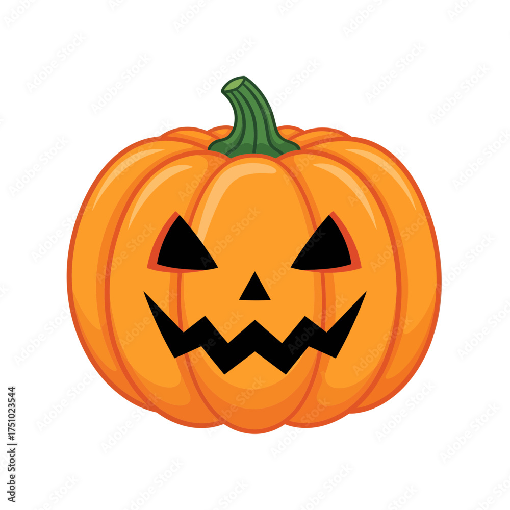 Fototapeta premium Simple orange jack-o'-lantern with a sinister expression for halloween decoration