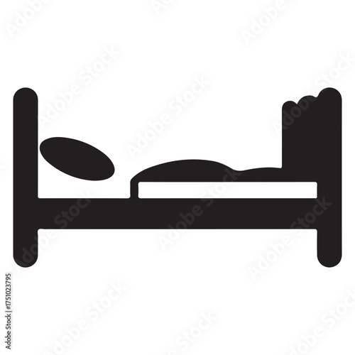 Bed icon vector illustration symbolizing sleep comfort and relaxation suitable for hotel hostel and lodging advertising with minimalistic design style