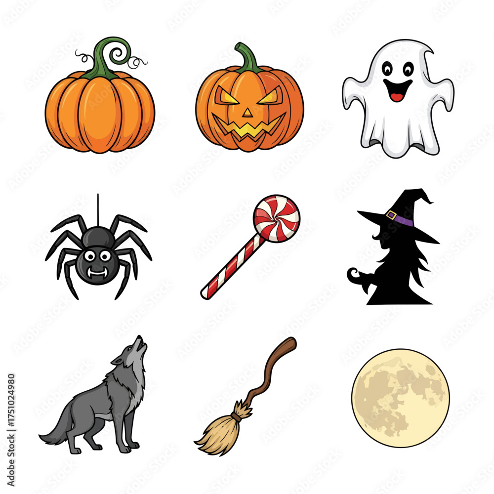 Fototapeta premium Whimsical Halloween Illustrations Conjuring a Spooky Yet Playful Atmosphere and Festive Mood