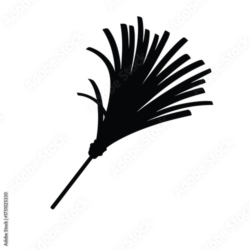 Silhouette of a flexible whip with many strands, isolated on a white background.