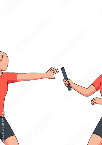 Flat Cartoon Vector Relay Race Baton Pass