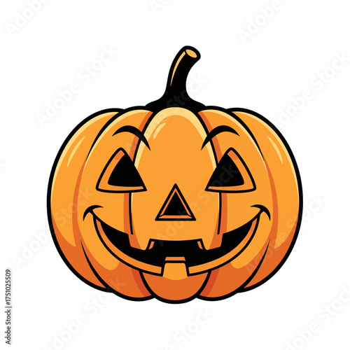 Whimsical jack-o'-lantern illustration with a cheerful disposition ideal for autumn themed designs