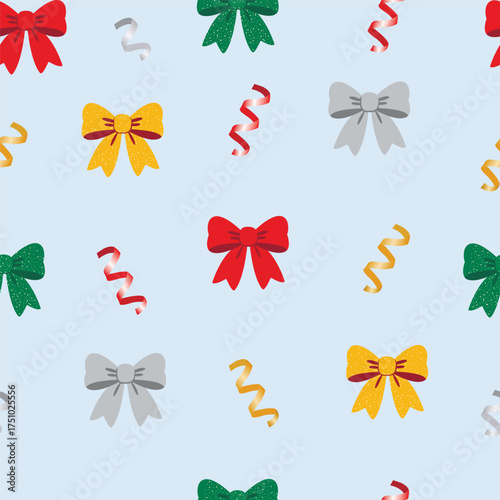 Seamless festive pattern with bows of different colors
