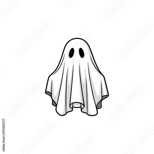 Whimsical spectral figure a minimalist monochrome graphic suitable for seasonal design