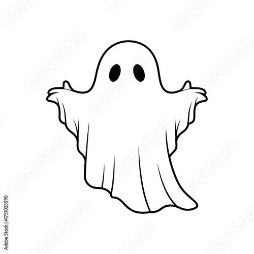 Whimsical spectre illustration for Halloween celebrations with open arms gesture