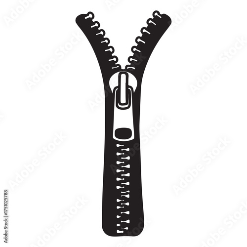 Black and White Zipper Illustration Fashion Design Element Clothing Accessory and Textile Fastener Graphic Icon Object