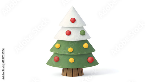 Wallpaper Mural "Festive Christmas tree illustration with colorful ornaments, golden star, and snowy layers on white background for holiday decoration"
 Torontodigital.ca