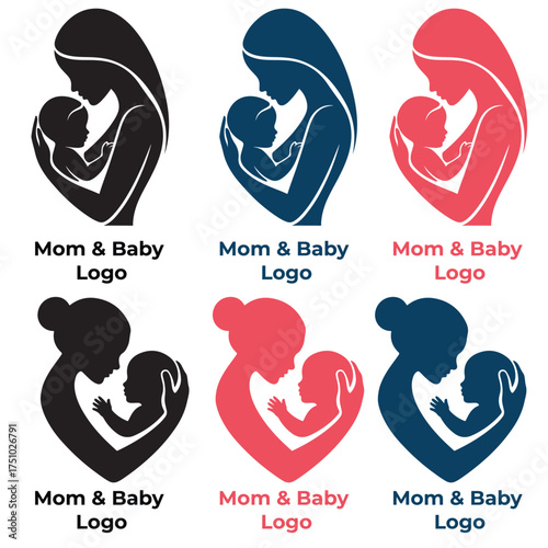 Mom and baby kids logo