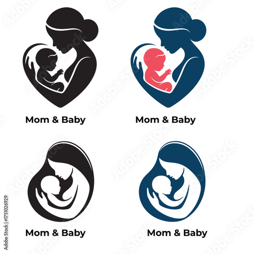 Mom and baby kids logo