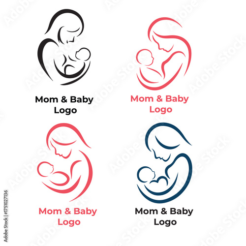 Mom and baby kids logo