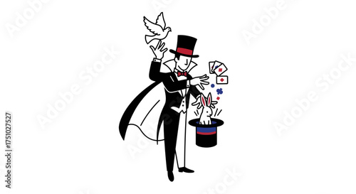 Captivating Magician Performance with Classic Illusions in a Minimalist Style