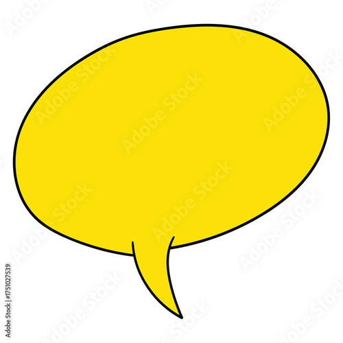 Hand-drawn cartoon empty yellow speech bubble on a white background.