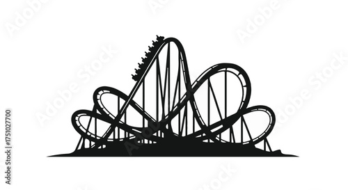 Thrilling roller coaster ride with exciting loops and drops against a white background