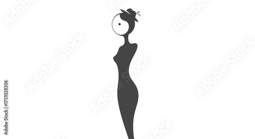 Silhouette of a mysterious woman with hat, embodying grace and sophistication in vector illustration