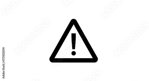 Simple triangular warning icon in black, an important caution design element for digital projects