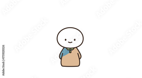 Simple cartoon character with a minimalist design conveying quiet positivity and charm
