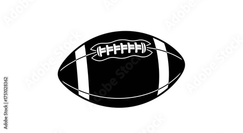 Sleek monochrome illustration of an american football with bold minimalist design