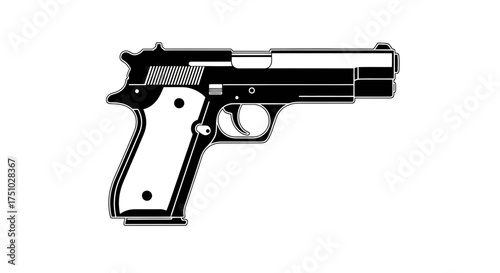 Sleek firearm representation with clear lines showcasing a semiautomatic pistol design
