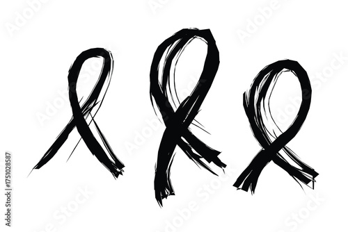 group of ribbon breast cancer symbol brush stroke style.eps