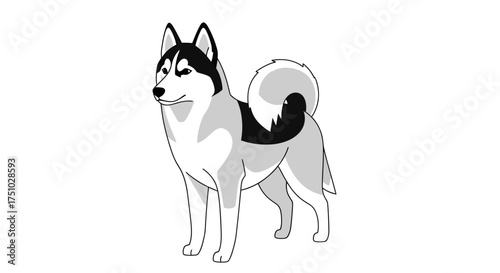 Stylized husky illustration showcasing a playful expression and simplified design