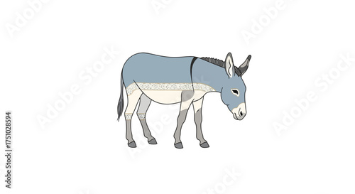 Stylized illustration of a donkey with unique coloration for creative designs