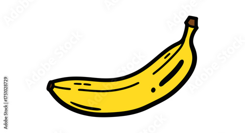 Stylized yellow banana vector illustration with black outlines for creative designs