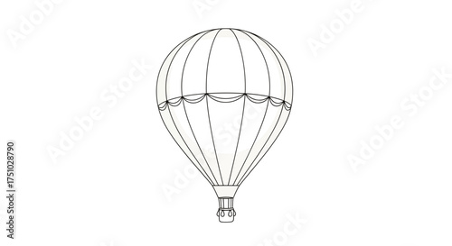 Vintage air transport: Detailed line art illustration of a hot air balloon design