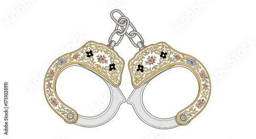 Elaborately Decorated Handcuffs: A Symbolic Blend of Restraint and Opulent Design
