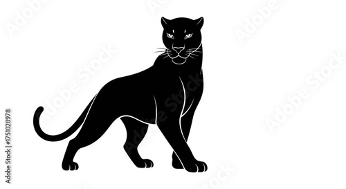 Elegant black panther silhouette against a clean backdrop showcasing power and grace